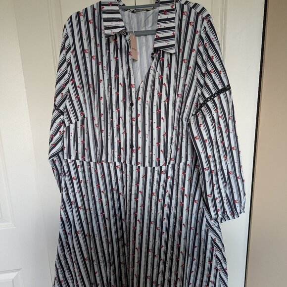 BLOOMCHIC Striped Ditsy Floral Woven Ribbon Dress SIZE 3X - Picture 2 of 4